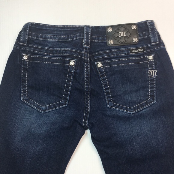 Miss Me Women’s Signature Ankle Skinny Blue Jean with Sequins Rhinestones. Sz 28 - Picture 3 of 11
